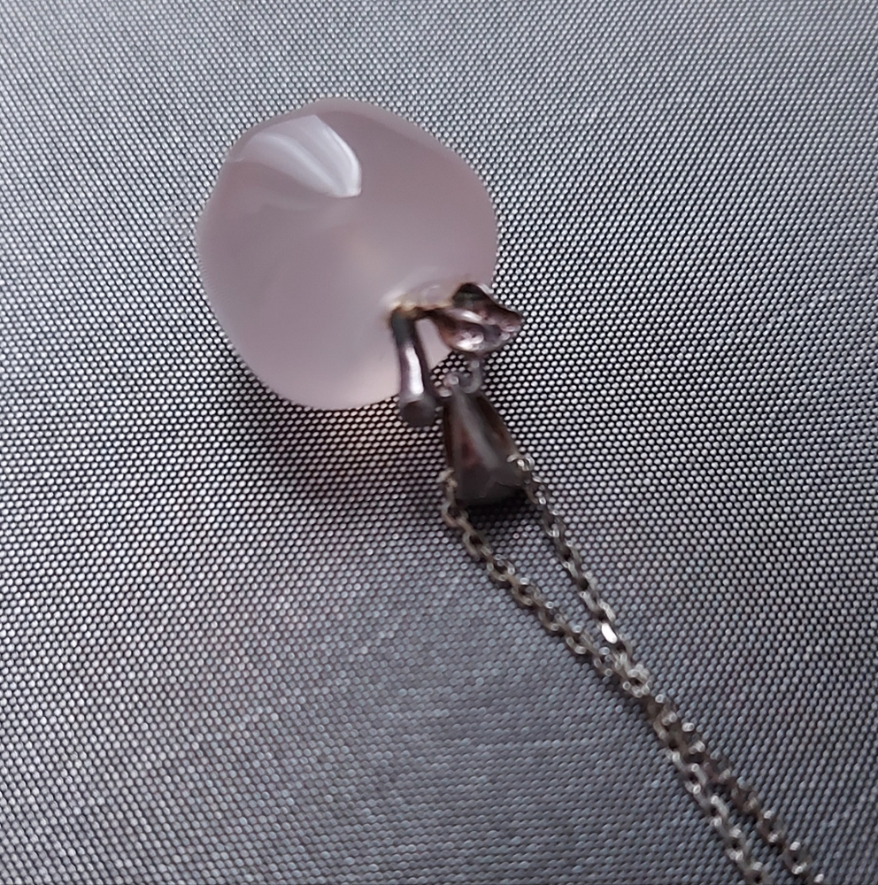 Dainty Rose Quartz Apple Pendant Necklace 925 Sterling Silver Chain - Picture 9 of 16